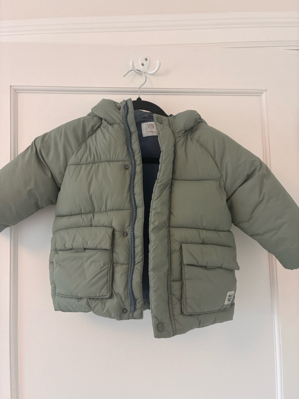 Zara Kids Olive Puffer Jacket with Hood